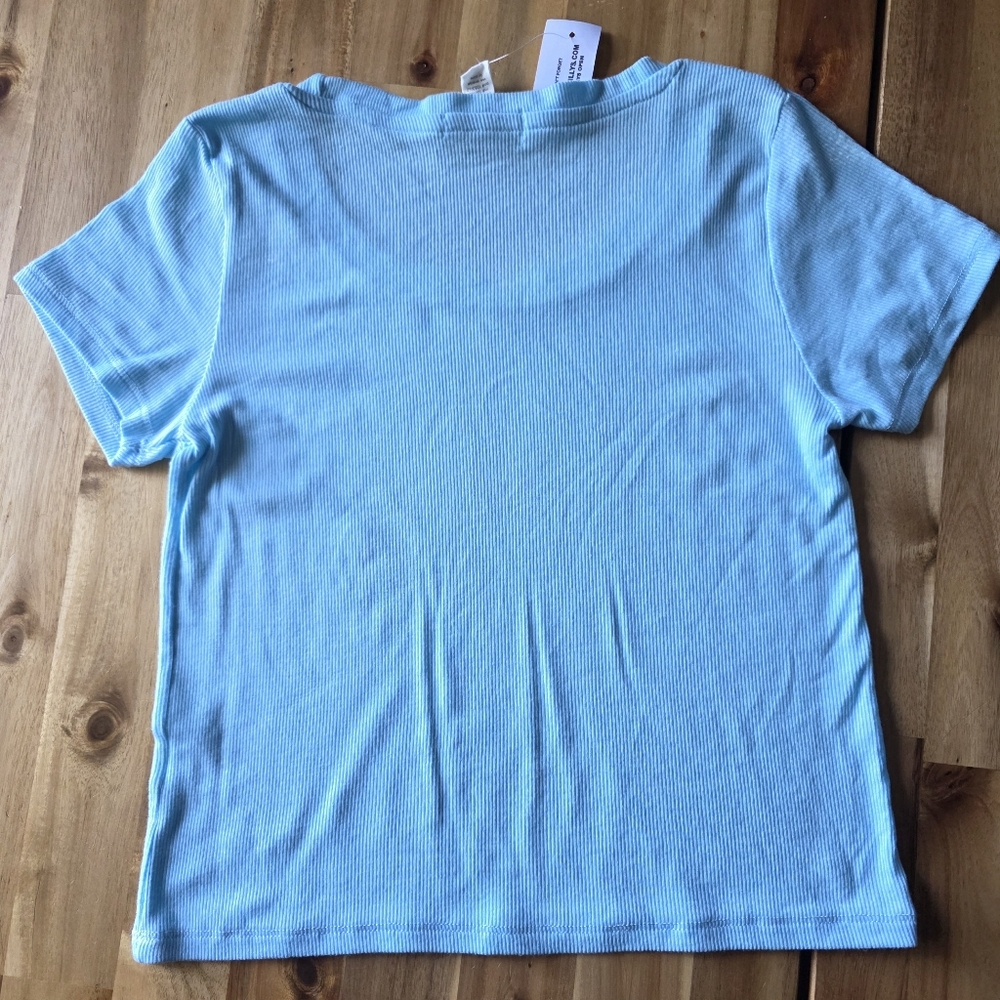 Full Tilt Sky Blue Ribbed Top - Picture 3 of 3